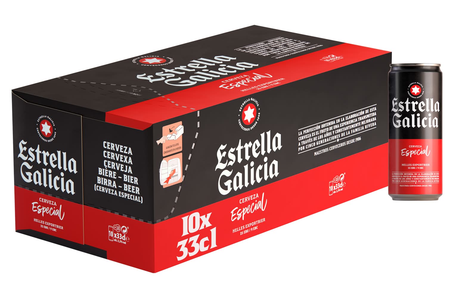 Cerveza especial frigopack de 10 latas de 33cl · Estrella Galicia (10 x 330 ml)