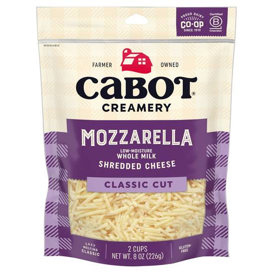 Cabot Classic Cut Mozzarella Low-Moisture Whole Milk Shredded Cheese (2 ct)