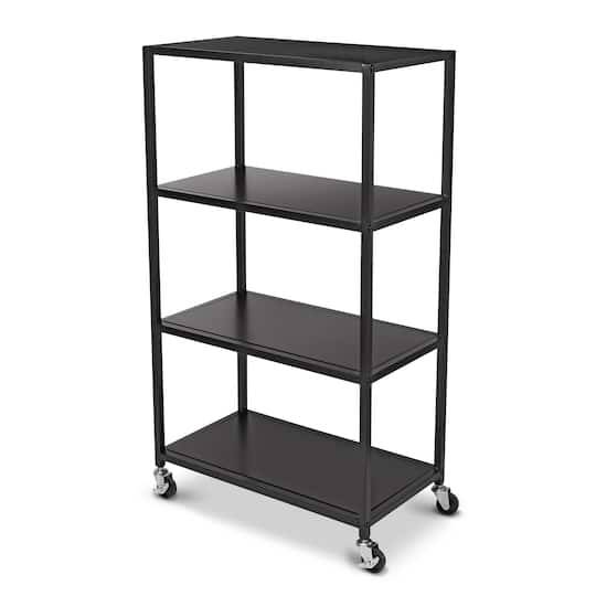 Black Heights 4-Tier Rolling Cart By Simply Tidy