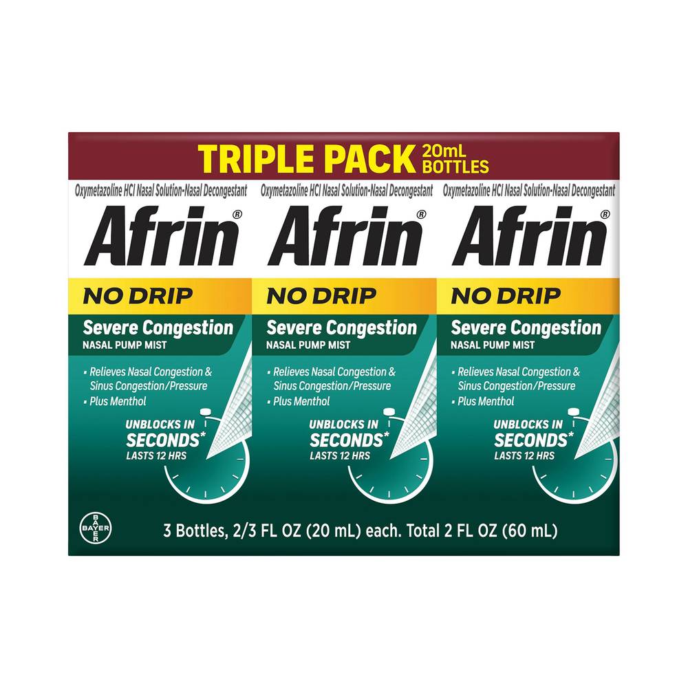 Afrin No Drip Severe Congestion 12 Hour Nasal Pump Mist, 60 ml
