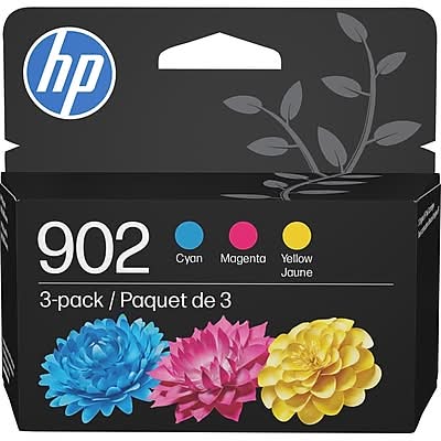 HP 902 Cyan/Magenta/Yellow Standard Yield Ink Cartridge, 3/Pack (T0A38AN#140)