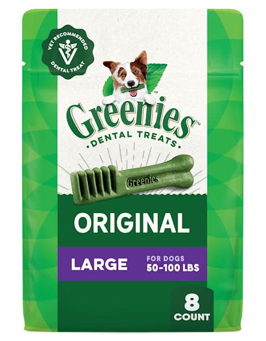 Greenies Original Large Natural Dog Dental Care Chews Oral Health Dog Treats, 12 oz., Count of 8