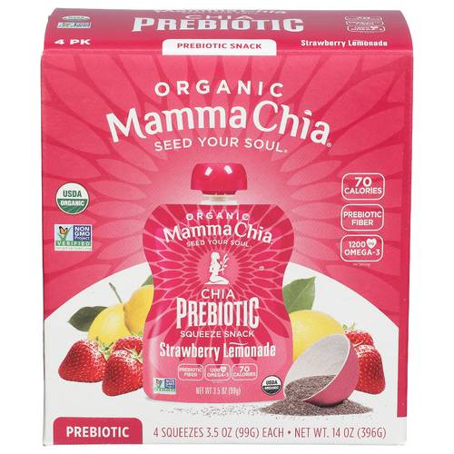 Mamma Chia Organic Strawberry Lemonade Chia Prebiotic Squeeze