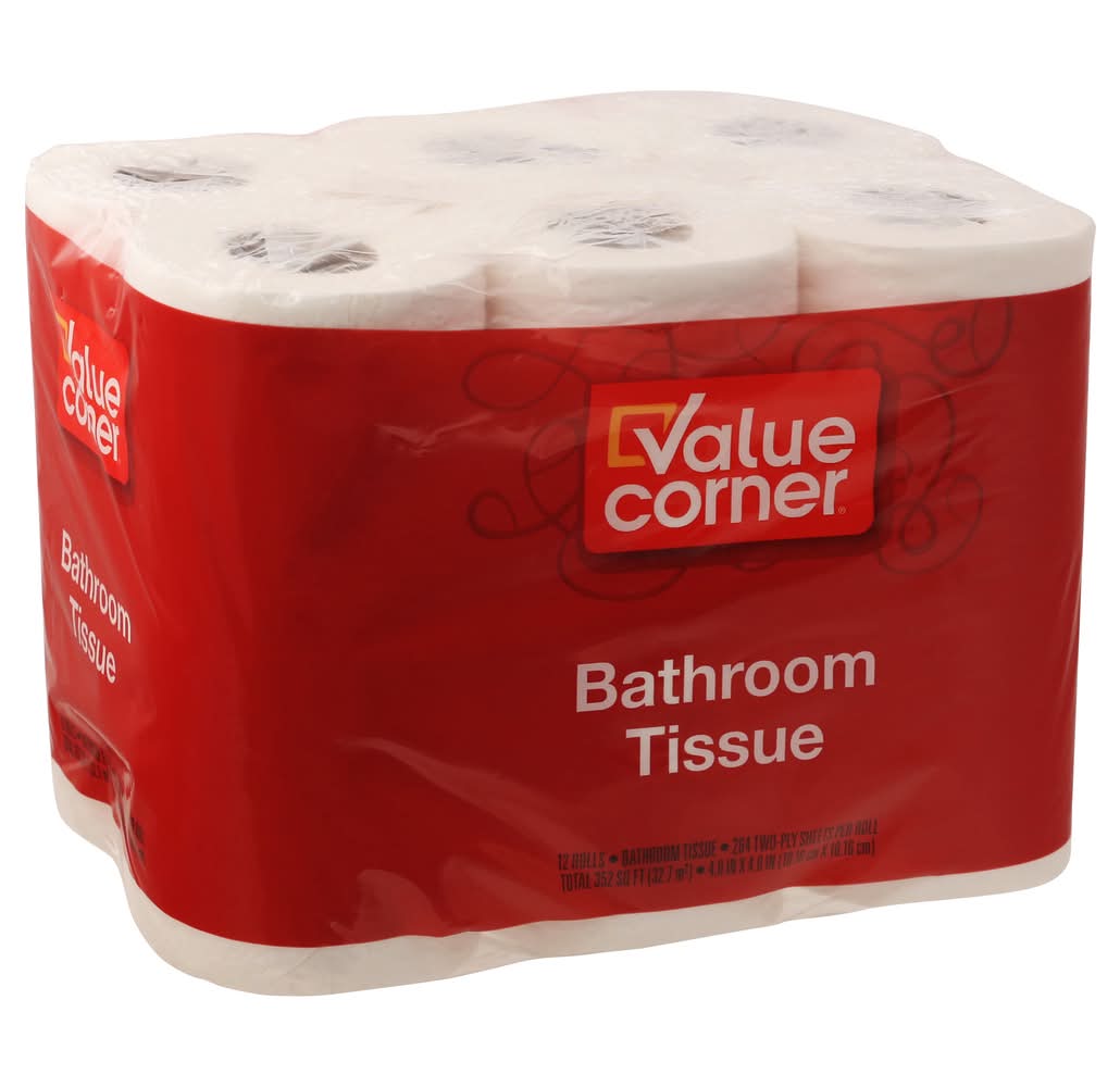 Value Corner Two-Ply Bathroom Tissue, 4x4 in (12 ct)