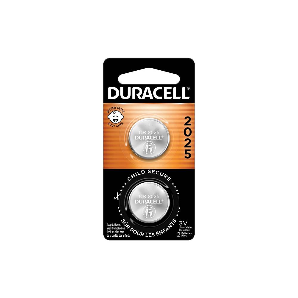 Duracell 2025 3V Lithium Coin Battery, 2 Ct