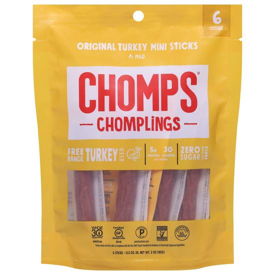 Chomps Mild Original Turkey Mini Sticks (6 x 0.5 oz)