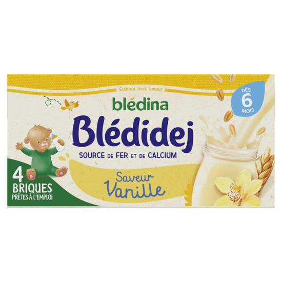 BLEDINA - Blédidej - Brique - Lait infantile et céréales - Liquide - Vanille - Dès 4-6 mois - 4x250ml