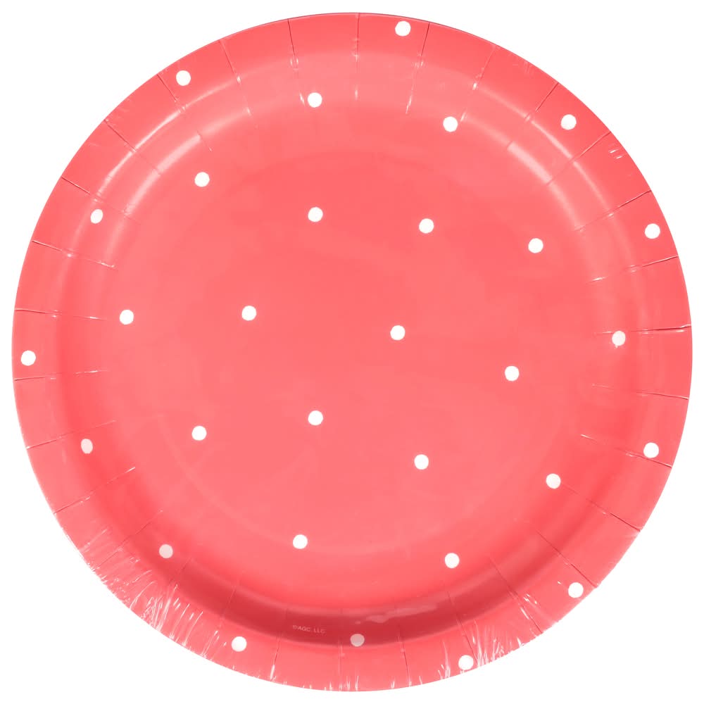 American Greetings Disposable Plates, 7 Inch, White- Red (10 ct)