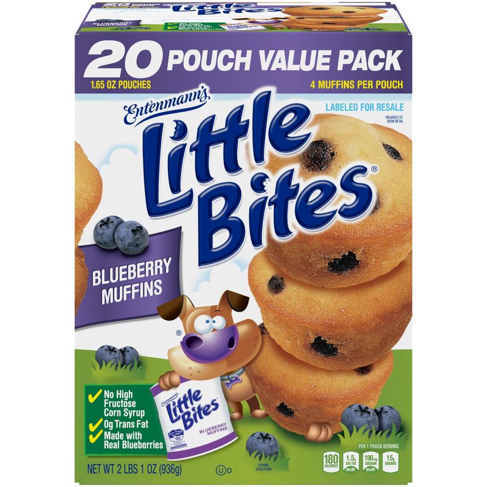 Entenmann's Little Bites Blueberry Muffins, 20 Pouch Value Pack (1X20|1 Unit per Case)