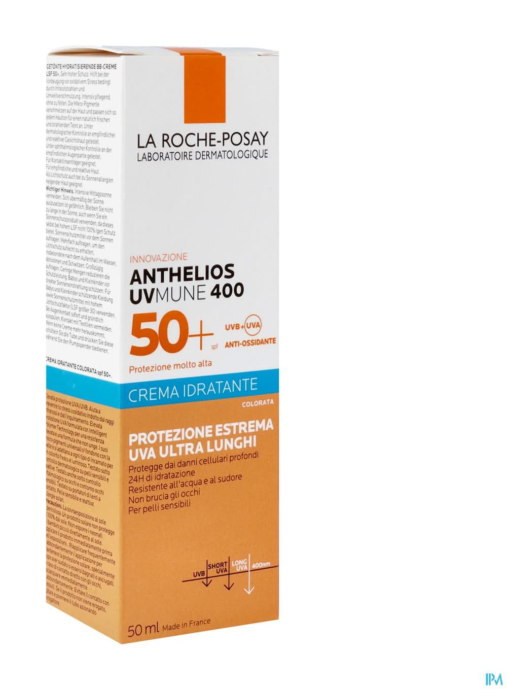 La Roche-Posay - Crème solaire teinté peau sensible anthelios fps 50 (50ml)