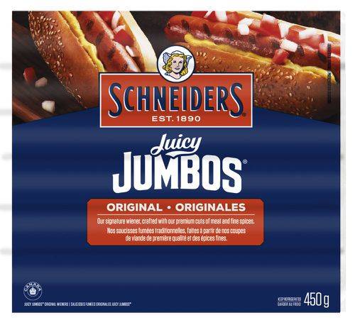 Schneiders saucisses fumées originales juicy jumbosmd - juicy jumbos original wieners (450 g)