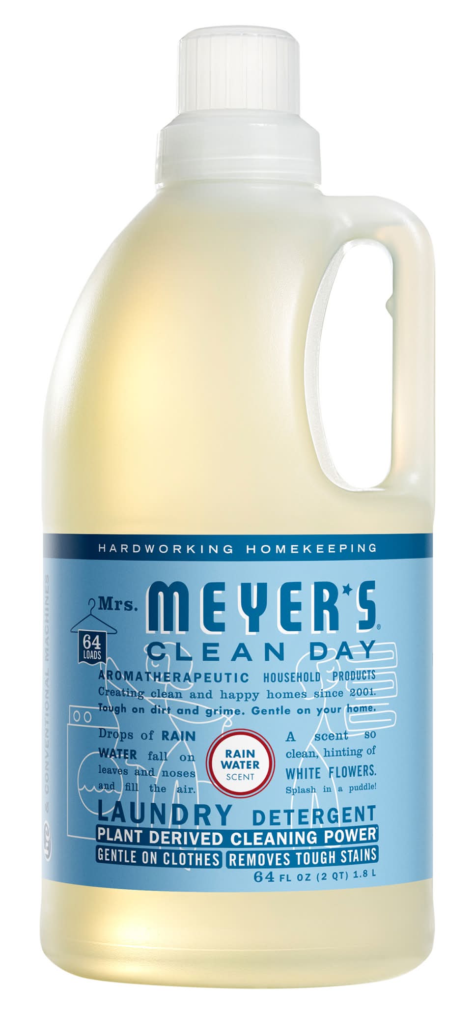 Mrs. Meyer's Clean Day Laundry Detergent, Rain Water (64 fl oz)