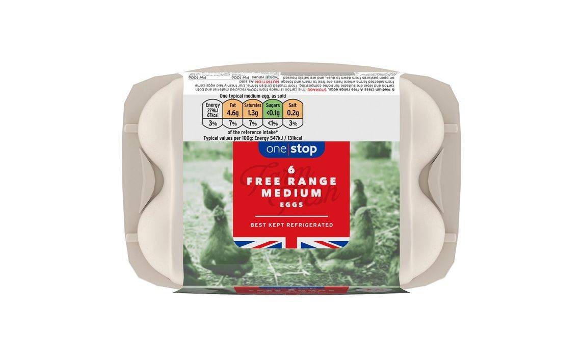 One Stop 6 Free Range Medium Eggs (392877)