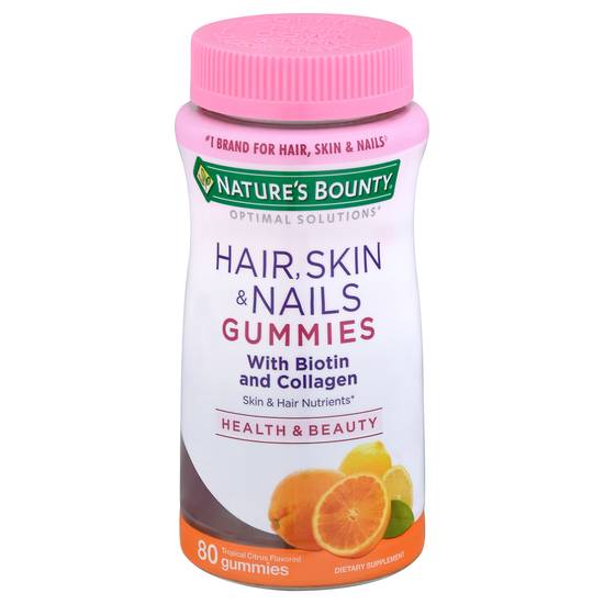 Nature's Bounty Tropical Citrus Flavored Hair Skin & Nails Gummies (80 ct)