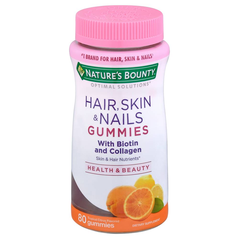 Nature's Bounty Tropical Citrus Flavored Hair Skin & Nails Gummies (9.6 oz)