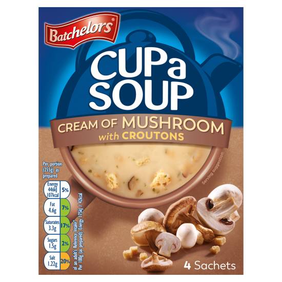 Batchelors Cup a Soup Cream Of Mushroom With Croutons 4 Sachets 99g