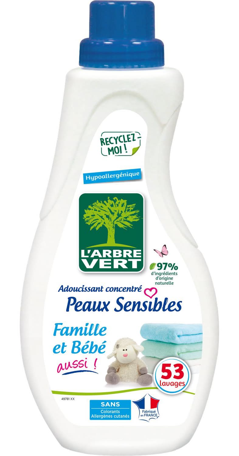 L'Arbre Vert - Adoucissant peaux sensibles famille & bébé 53 lavages (800ml)