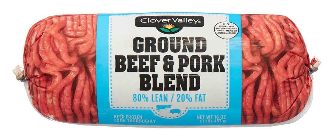 Clover Valley Ground Beef & Pork Blend 80% Lean / 20% Fat 1 Lb