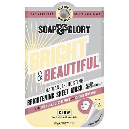 Soap & Glory Bright + Beautiful Radiance-Boosting Brightening Sheet Mask - 1.0 oz