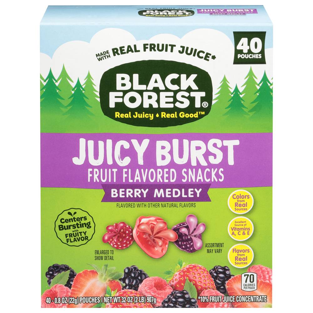 Black Forest Juicy Burst Berry Medley Snacks Pouches, Fruit Flavored (32 oz, 40 ct)