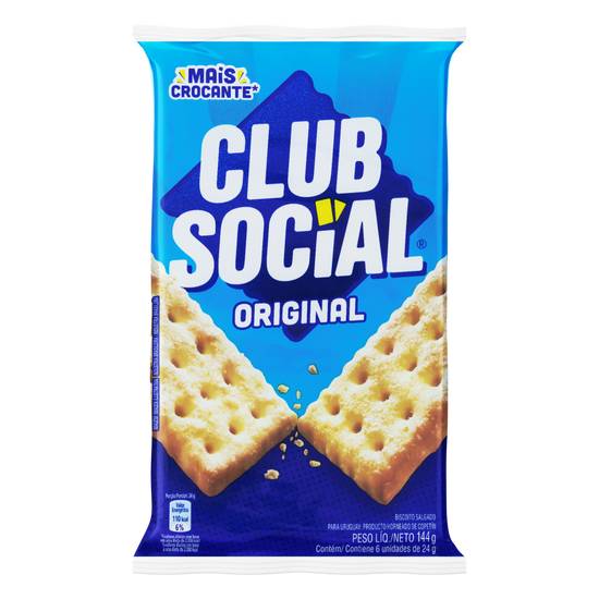 Club social biscoito salgado sabor original (144g)