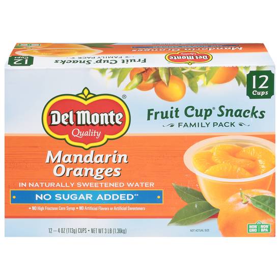 Del Monte Family pack Mandarin Oranges Fruit Cup Snacks (12 ct)