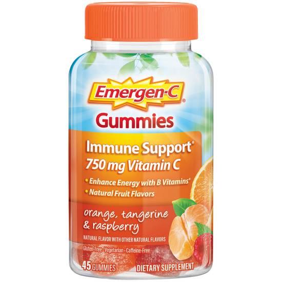 Emergen-C Immune Support Vitamin C Gummies 750 mg Orange, Tangerine and Raspberry Flavors (45 ct)