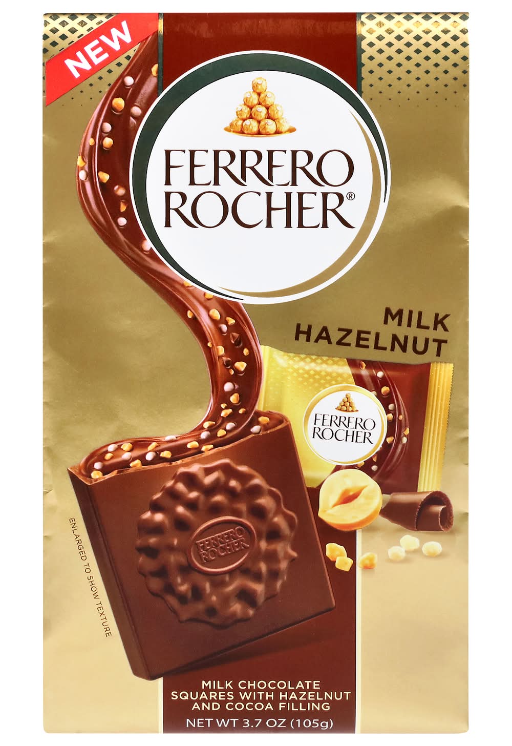 Ferrero Rocher Squares Chocolate Bars, Milk Hazelnut (3.7 oz, 10 ct)