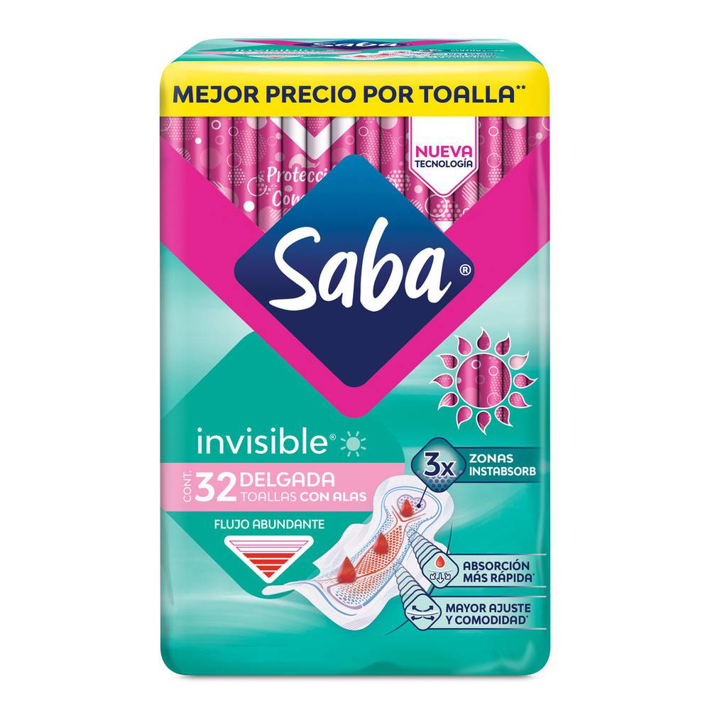 Saba · Toallas delgadas invisible con alas (32 un)