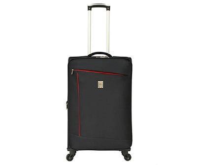 Weekend Traveler Contrast-Lines Lightweight Softside Spinner Suitcase (24"/black)