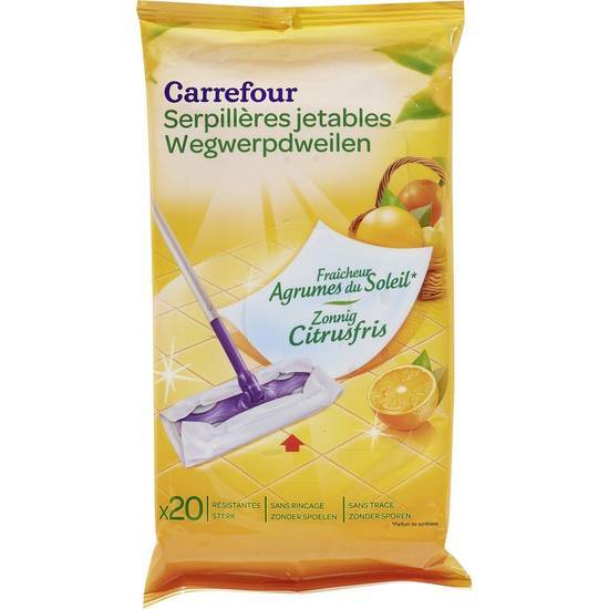 Carrefour - Serpillières jetables fraîcheur agrumes