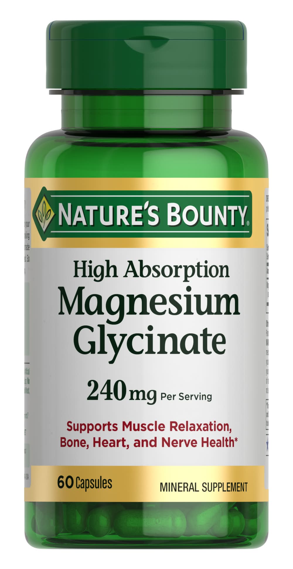 Nature's Bounty High Absorption Magnesium Glycinate Capsules 240 mg (60 ct)
