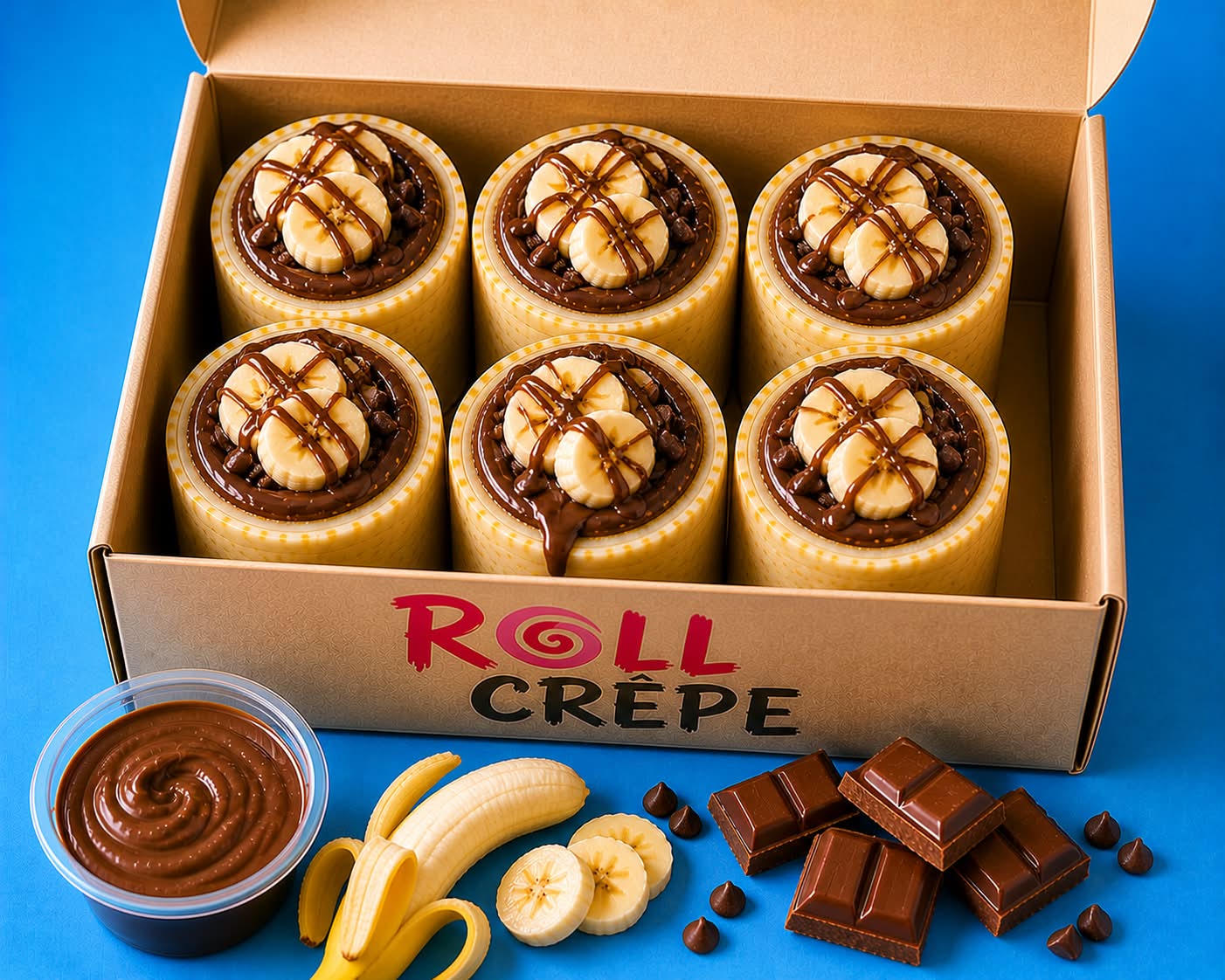 Banane, Chocolat Roll ( 6 pièces)