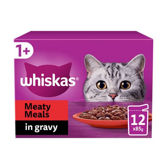 Whiskas 1+ Meaty Meals in Gravy 12 x 85g (1.02kg)