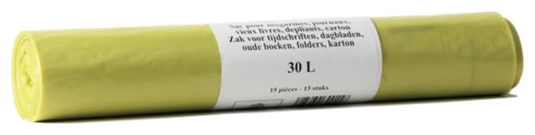 Sac Poubelle Jaune Papier/Carton Bruxelles 15x30L