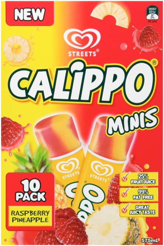 Streets Calippo Mini Ice Raspberry Pineapple Ice Cream 10 pack 575ml