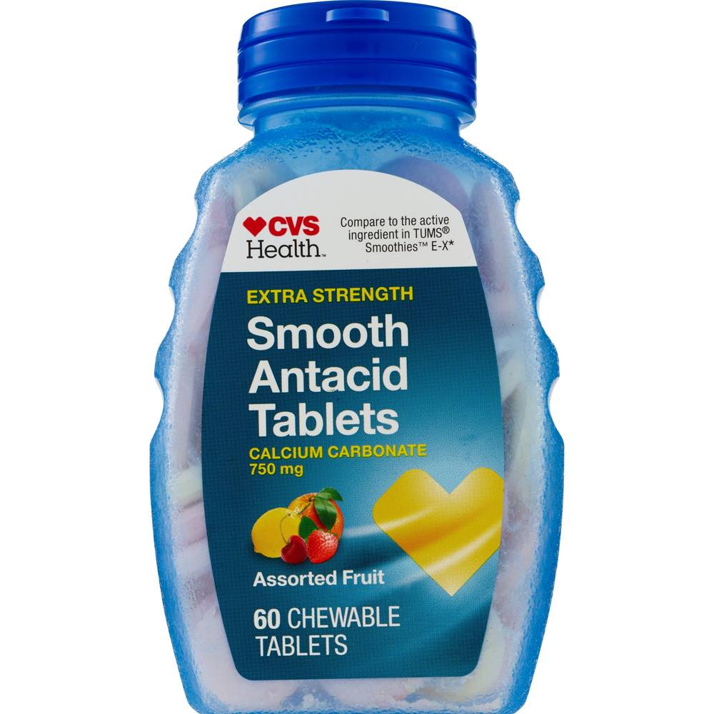 CVS Health Extra Strength Smooth Antacid Tablets, Assorted Fruit, 60 CT