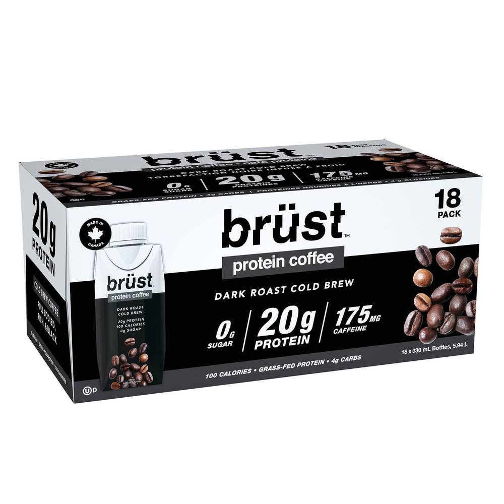 Brüst Café Protéiné Torréfaction Noire Infusé à Froid - Dark Roast Cold Brew Protein Coffee
