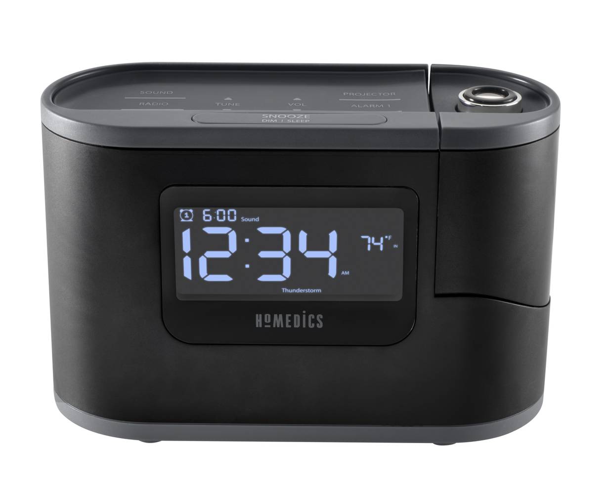 Homedics SoundSpa Recharged Projection Alarm Clock with Temperature Sensor