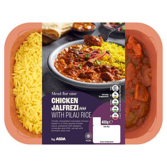 Asda Chicken Jalfrezi with Pilau Rice Ready Meal for 1 400g