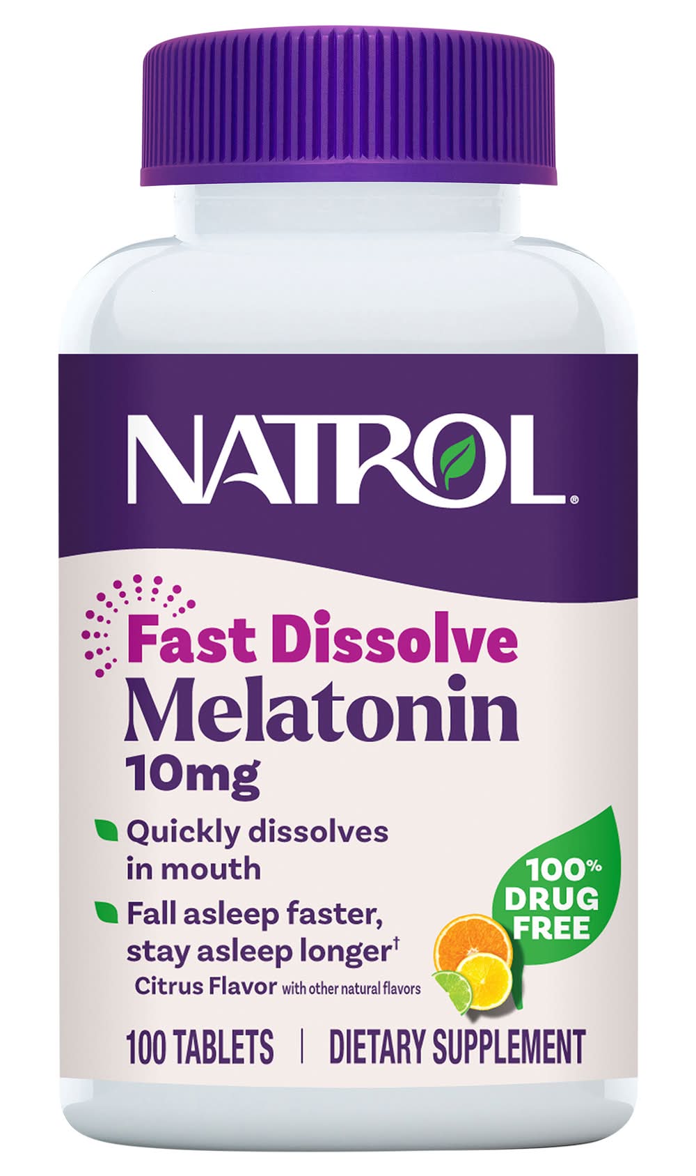 Natrol Sleep Melatonin Fast Dissolve Tablets - 10mg, Citrus And Other Natural (100 ct)