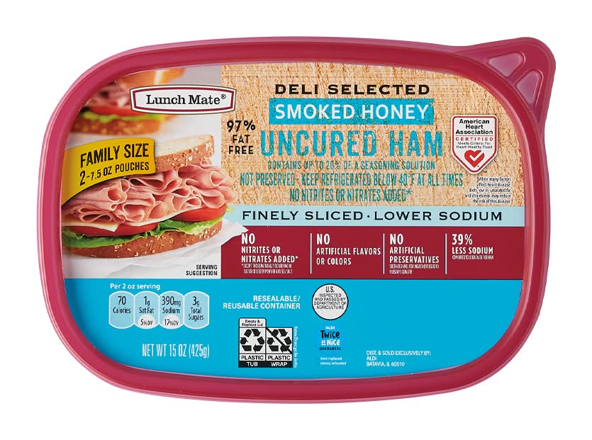 Lunch Mate Deli Selected Uncured Ham, Smoked Honey (15 oz, 2 ct)