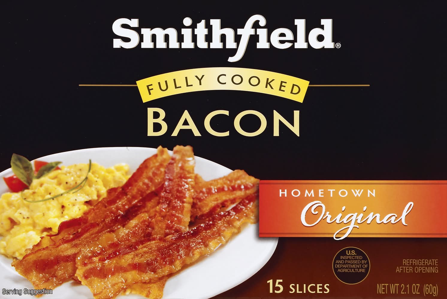 Smithfield Fully Cooked Bacon, Hometown Original (2.1 oz, 15 ct)