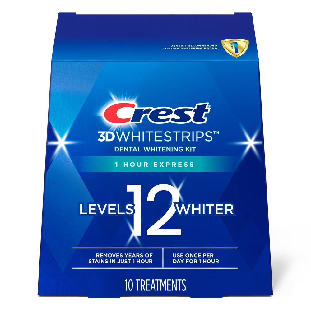 Crest 3D Whitestrips Dental Whitening Kit, 1 Hour Express, 10 Treatments