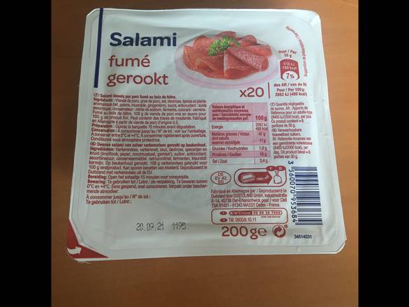 Pp Blanc - Salami pur porc fumé gerookt