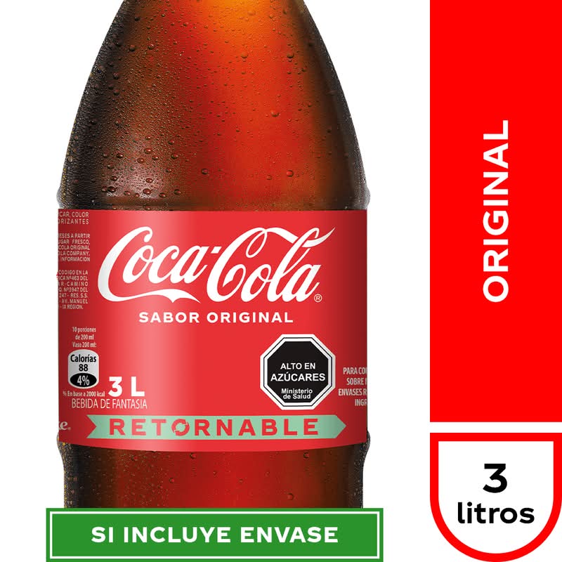 Coca-Cola · Bebida gasificada original retornable (3 L)