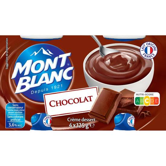 Crème dessert au chocolat MONT BLANC 4x125g