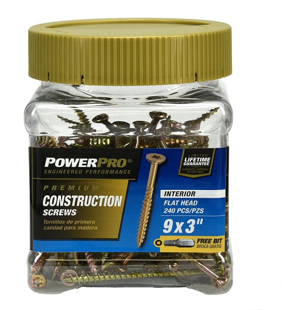 Power Pro #9 x 3-in Yellow zinc Interior Wood screws ( 240 -Per Box )