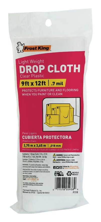 Frost King Painters Plastic Drop Cloths, 9x12 ft