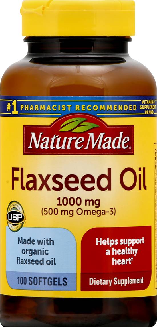 Nature Made Flaxseed Oil 1000 mg Dietary Supplement (100 ct)